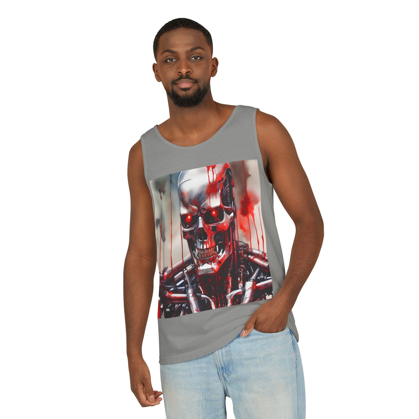 Cyborg Robot Skull Tank Top