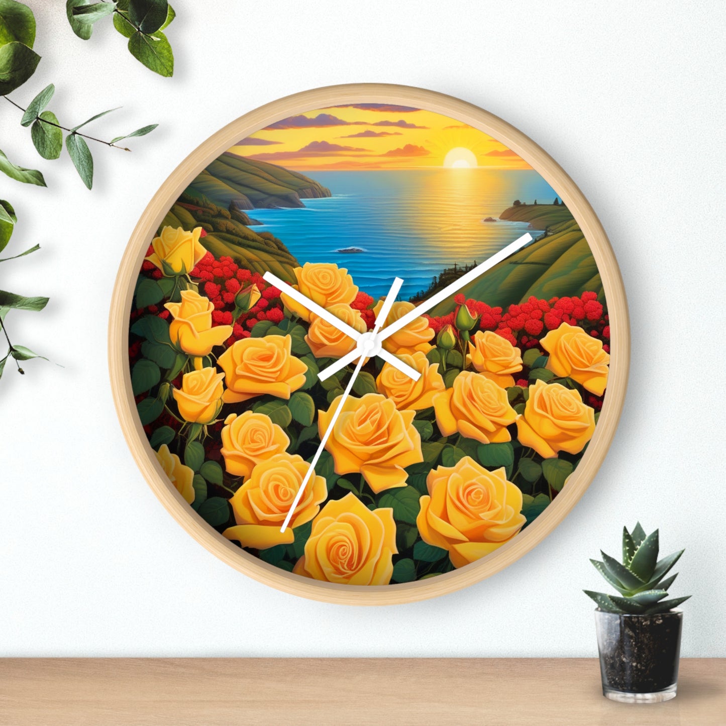 Yellow Rose Wall Clock