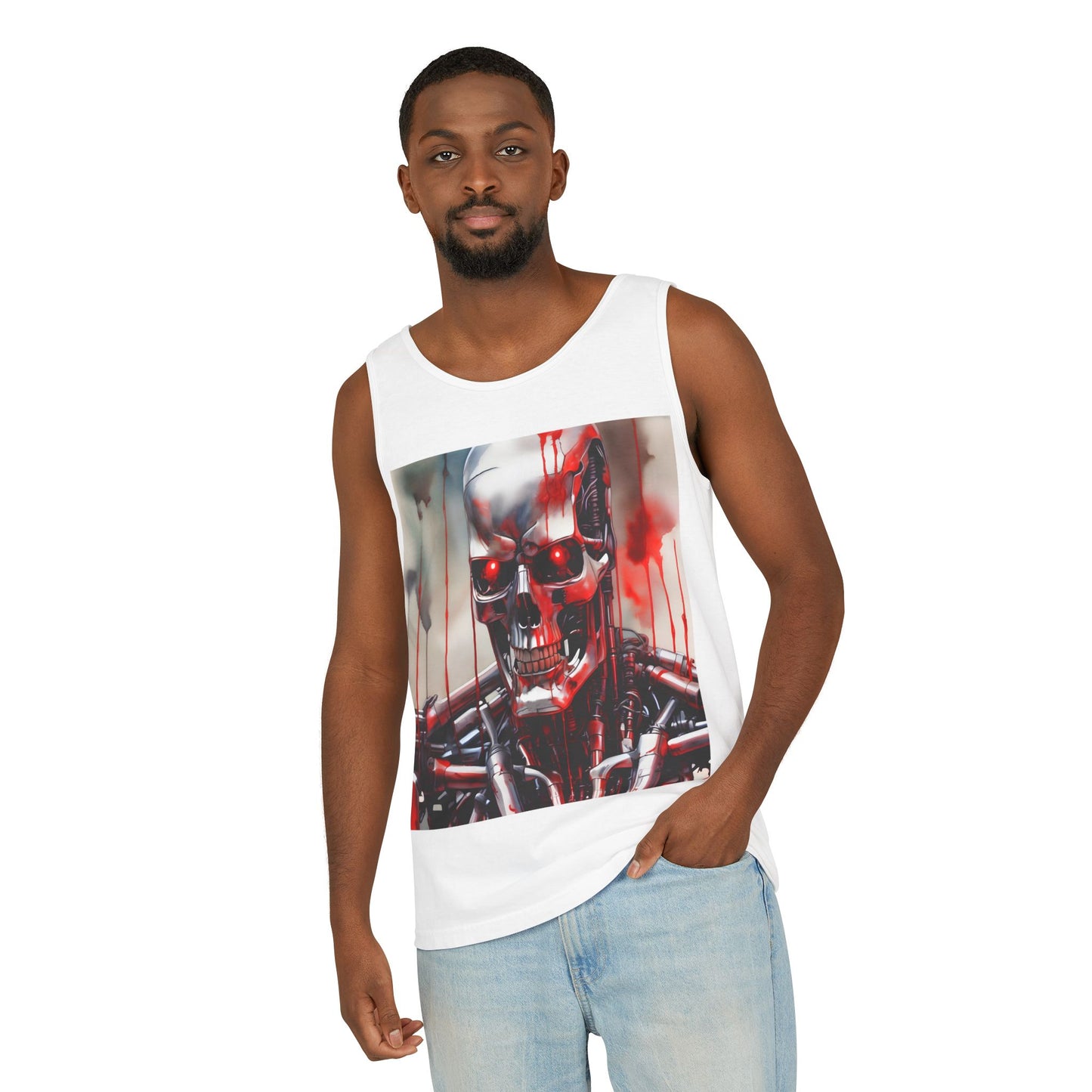 Cyborg Robot Skull Tank Top
