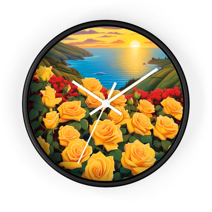 Yellow Rose Wall Clock