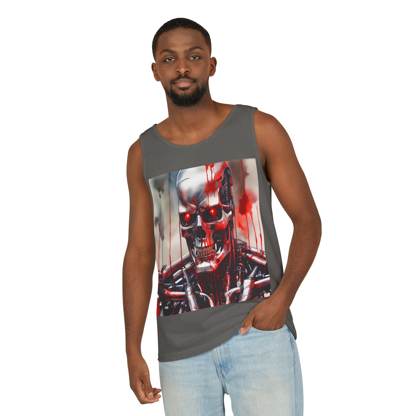 Cyborg Robot Skull Tank Top