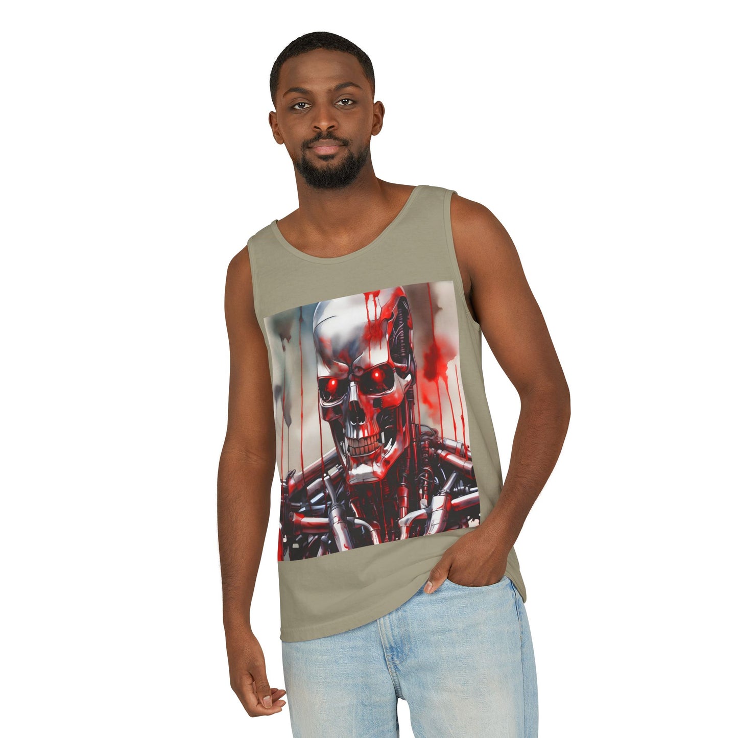 Cyborg Robot Skull Tank Top