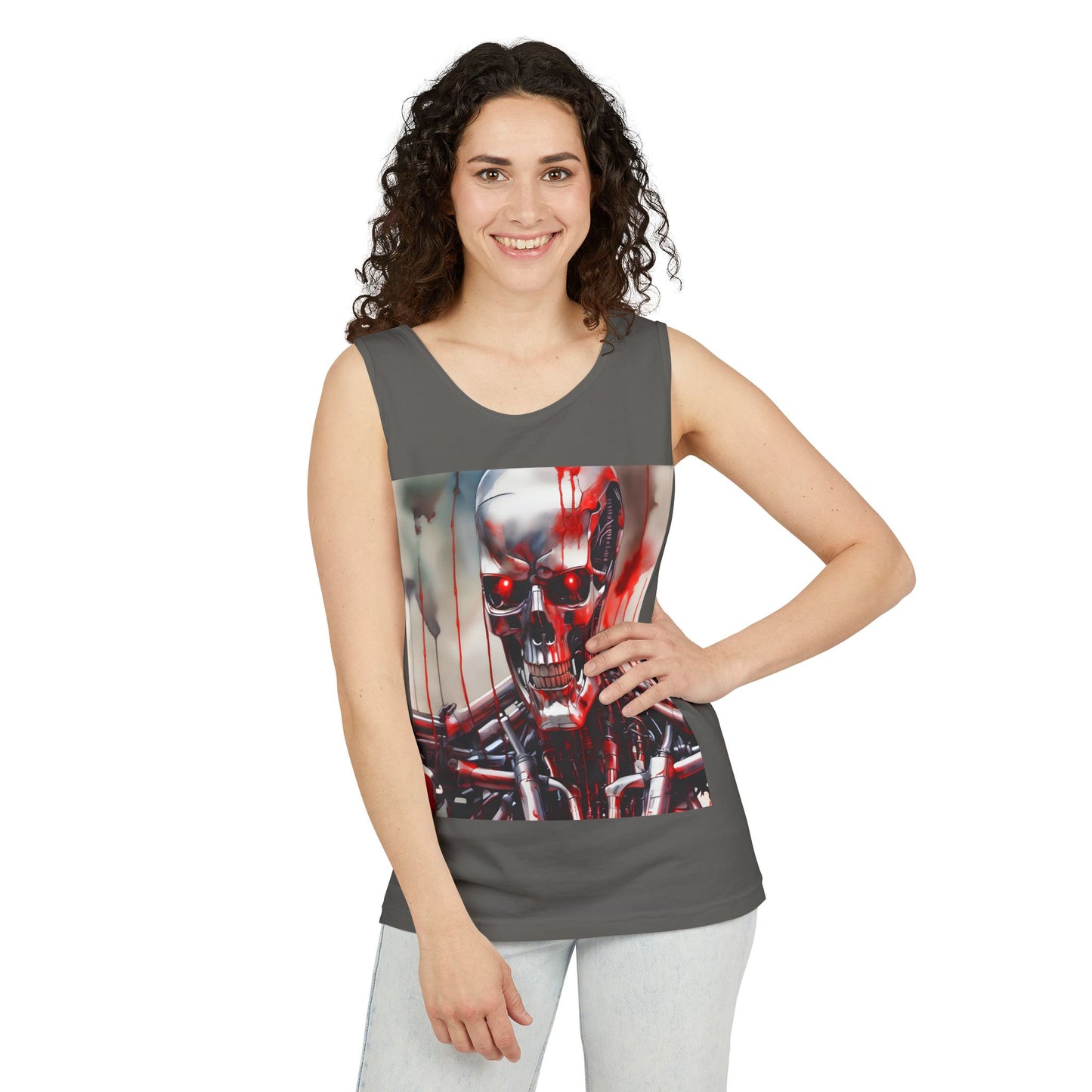 Cyborg Robot Skull Tank Top
