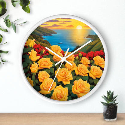 Yellow Rose Wall Clock