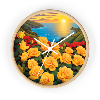 Yellow Rose Wall Clock