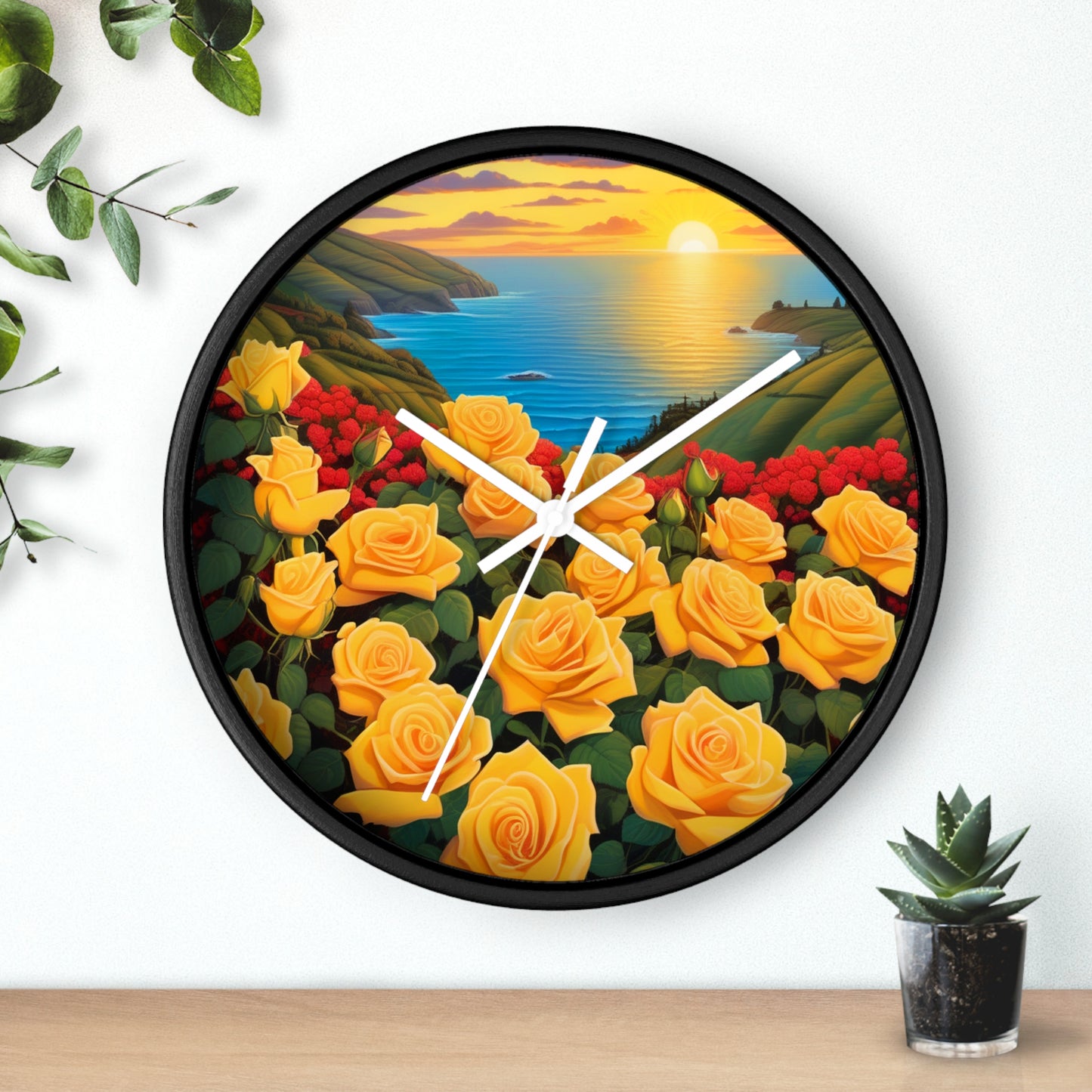 Yellow Rose Wall Clock