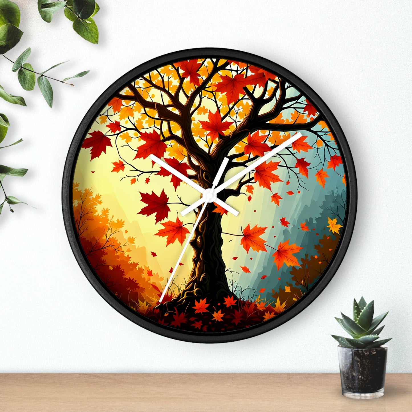 Falling Leaves Wall Clock