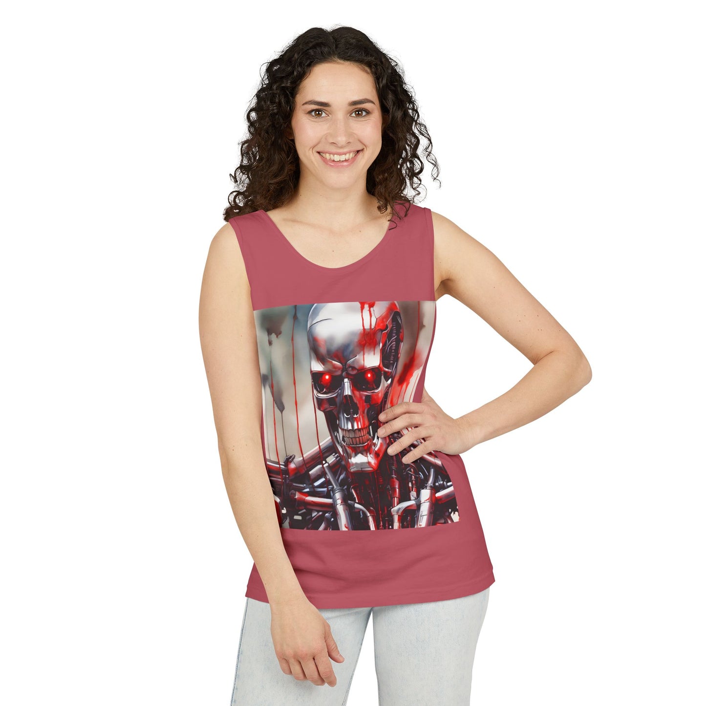 Cyborg Robot Skull Tank Top