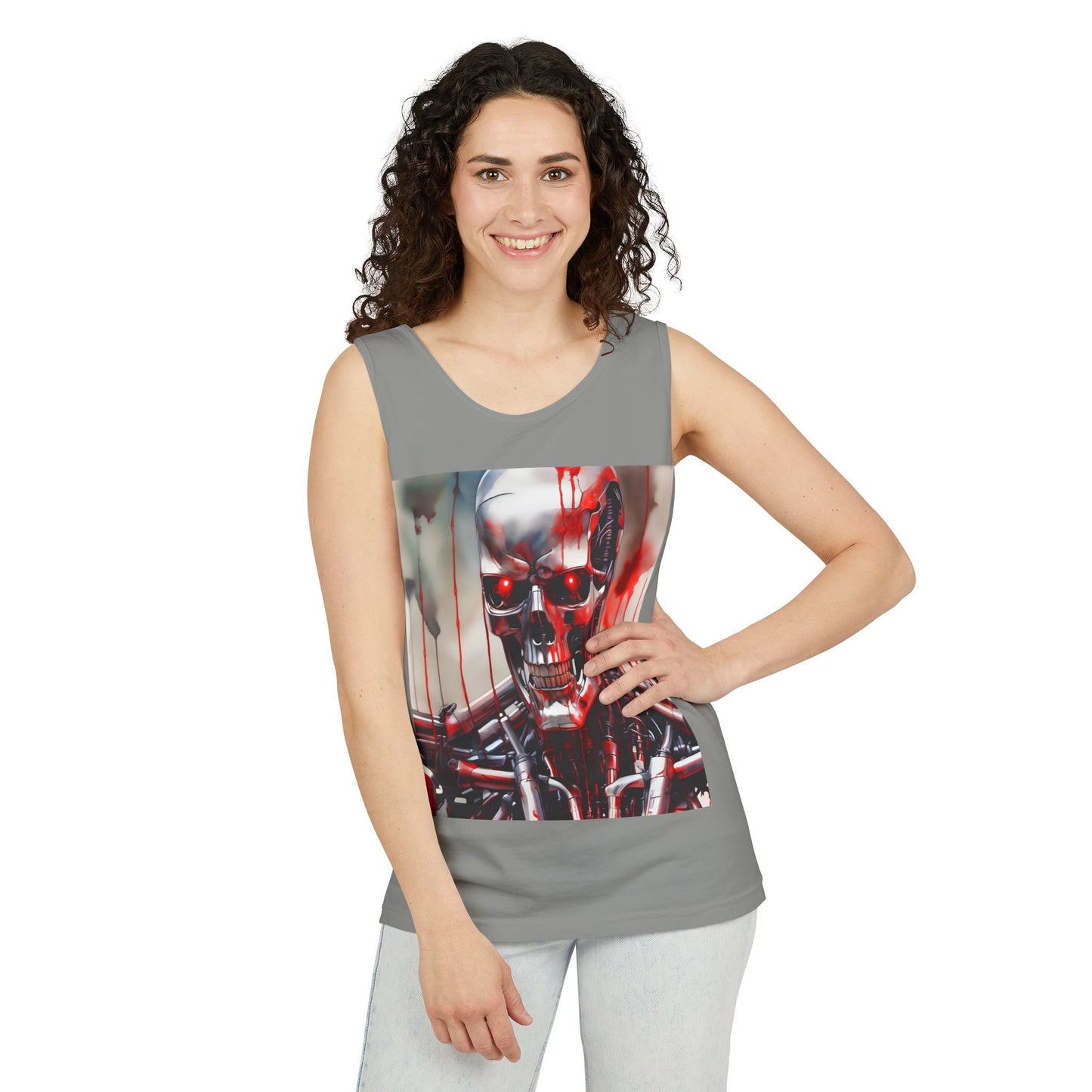 Cyborg Robot Skull Tank Top