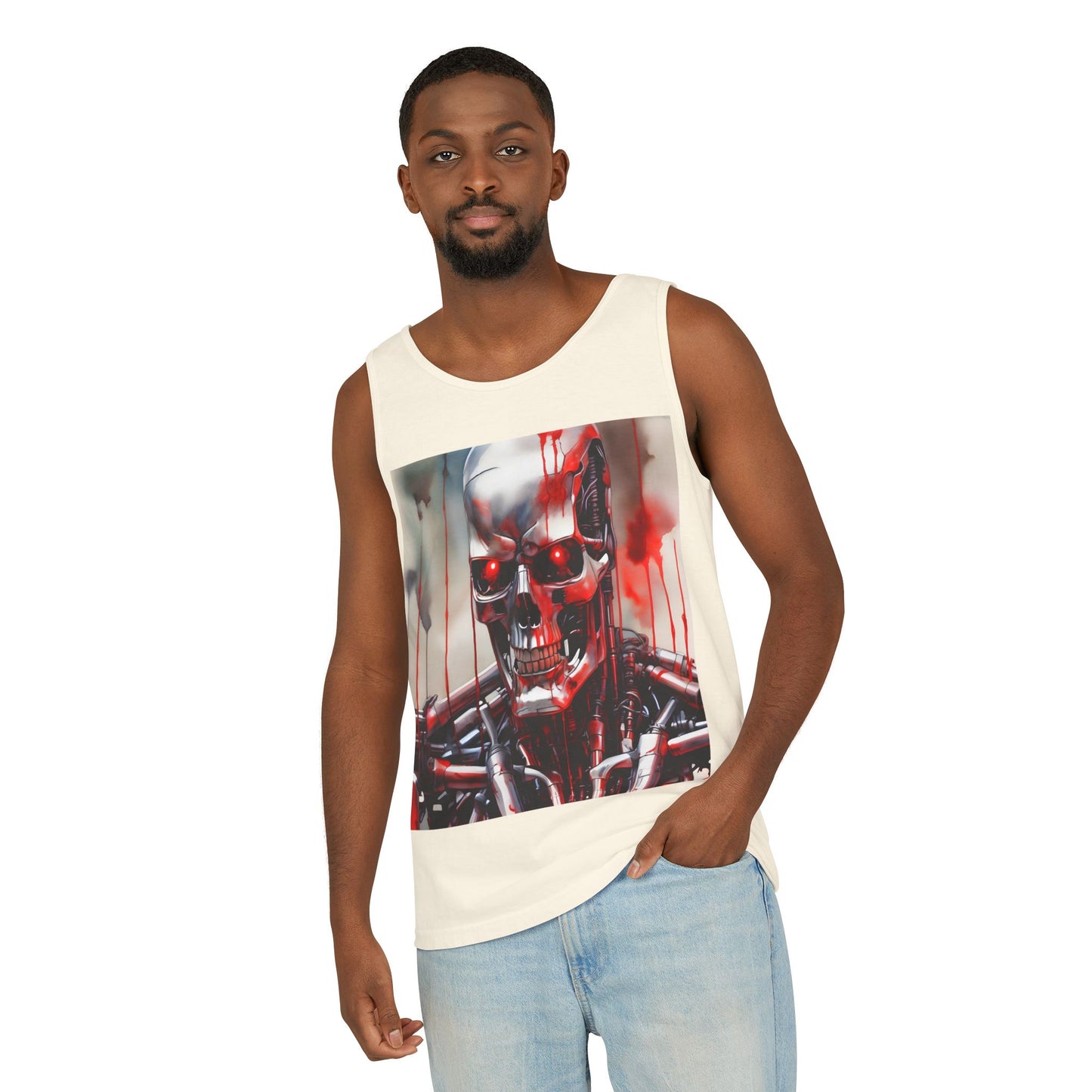 Cyborg Robot Skull Tank Top