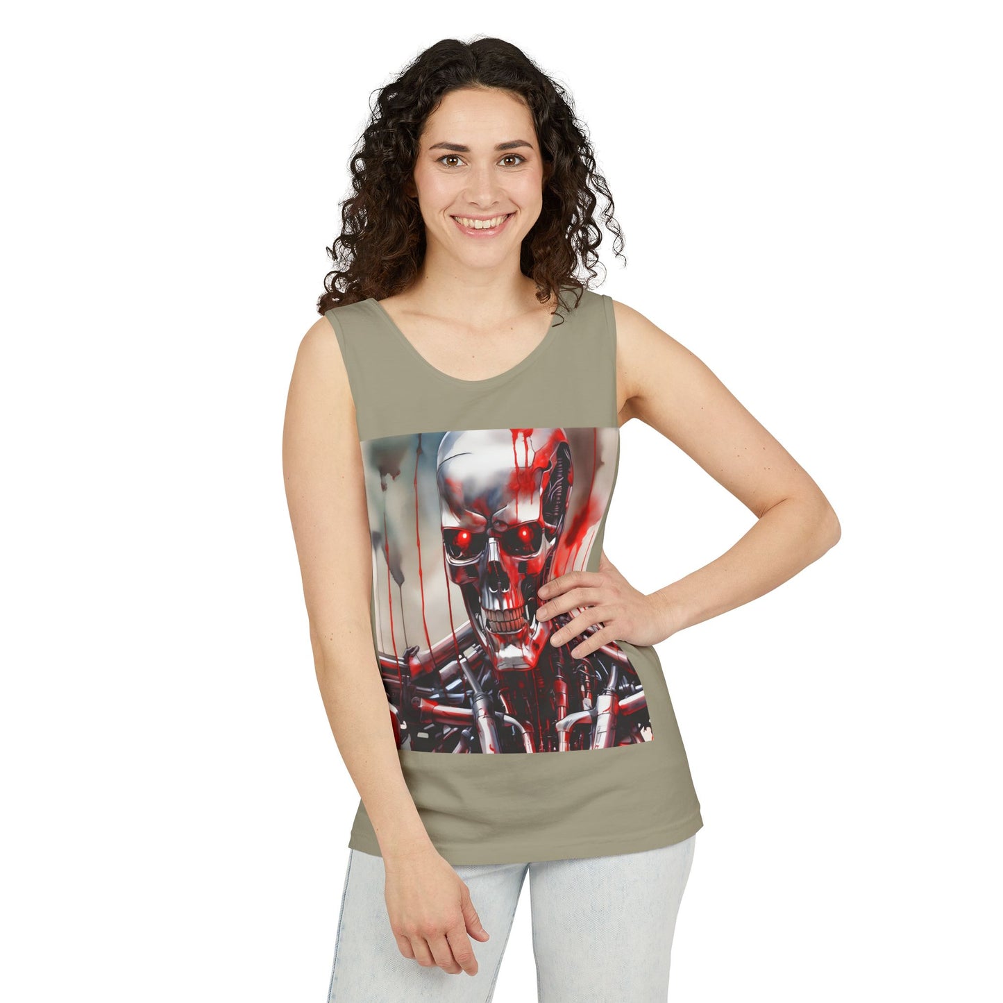 Cyborg Robot Skull Tank Top