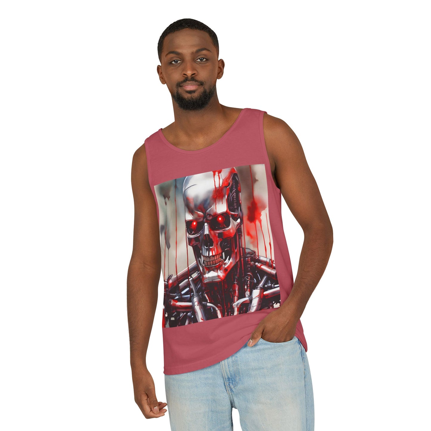 Cyborg Robot Skull Tank Top