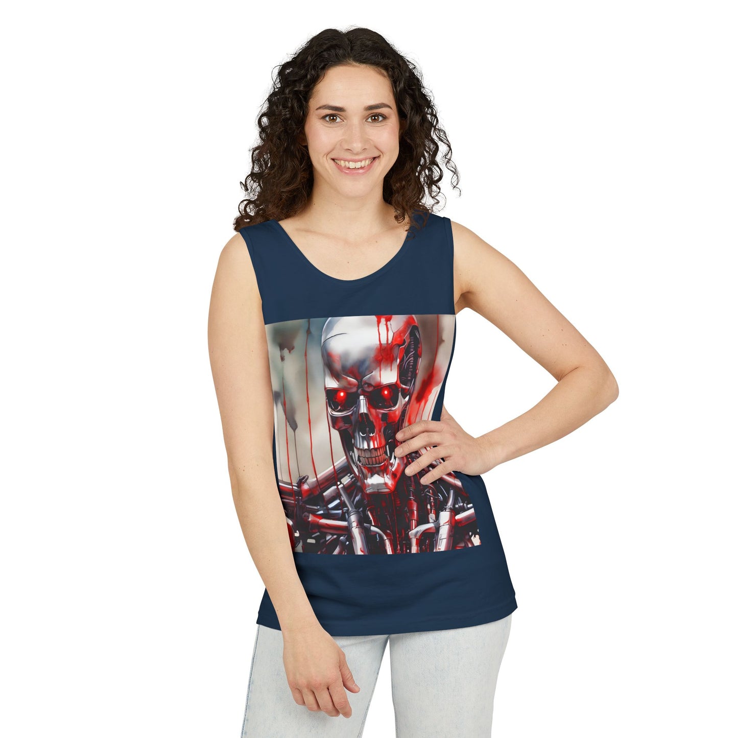 Cyborg Robot Skull Tank Top