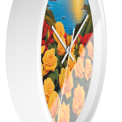 Yellow Rose Wall Clock